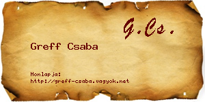 Greff Csaba névjegykártya